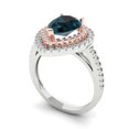 thumbnail image 2 of 2.48 ct Pear Cut Natural London Blue Topaz with Simulated Diamond Halo Accents 18K White/Rose Gold Womens Engagement Ring, 2 of 5