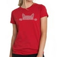 thumbnail image 1 of LA Pop Art Women's Premium Blend Word Art T-shirt - Peeking Cat, 1 of 2
