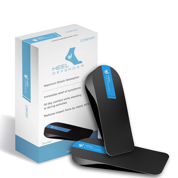 Comfort Shoe Insoles for Heel Pain - Plantar Fasciitis, Sever's Disease, and Everyday Foot Pain Relief - Heel Defender, Large (1 Pair)