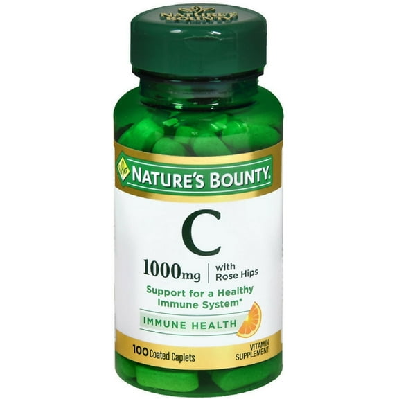 Nature's Bounty Vitamin C 1000 mg Plus Rose Hips Caplets 100 ea (Pack of 2)