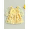 thumbnail image 4 of Suealasg Baby Girl Daisy Print A-Line Romper Dress Infant Toddler Girls Long Sleeves Tulle Tutu Dress Wedding Birthday Party Dresses, 4 of 9