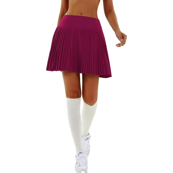Pleated Tennis Skirts with Inner Shorts High Waist Golf Skorts for Women with Pockets Athletic Skorts Mid-Length