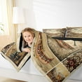 thumbnail image 4 of jejeloiu Lake House Queen Comforter Set,Rustic Bohemian Style Bedding Sets,Brown Beige Bedding Comforter Set For Boys Teens,Luxury Bedroom Decor Reversible,3pcs, 4 of 8