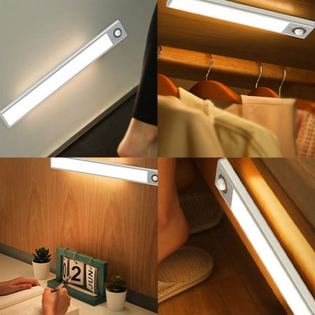 

LED Human Body Sensing Light Rechargeable Three Color Dimming Light With Cabinet Wardrobe Light Strip Ultra Thin Intelligent Night Light
