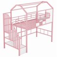 thumbnail image 5 of [Luckynote]Metal Loft Bed with roof design and a storage box, Twin, Pink, 5 of 10