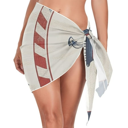 Theme Anchors Wheels Women Coverups Beach Cover Up Chiffon Swimsuit Bikini Wrap Short Skirt Beach Slit Tie Waist