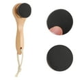 thumbnail image 3 of 1 Pc Soft Nanofiber Hair Cleansing Brush with Flat Hair Long Handle Wood Color Black, 3 of 4