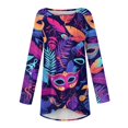 thumbnail image 4 of Mardi Gras Shirts for Women Glitter Sparkly Crew Neck Graphic Tee Sequins Long Sleeve Party Blouse Dark Blue M, 4 of 5