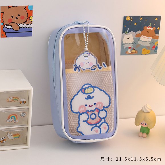 Transparent Large Capacity Student Pencil Case School Pencil Cases Kawaii Stationery Cute Korean Stationery Bags Pens Boxes Bag D