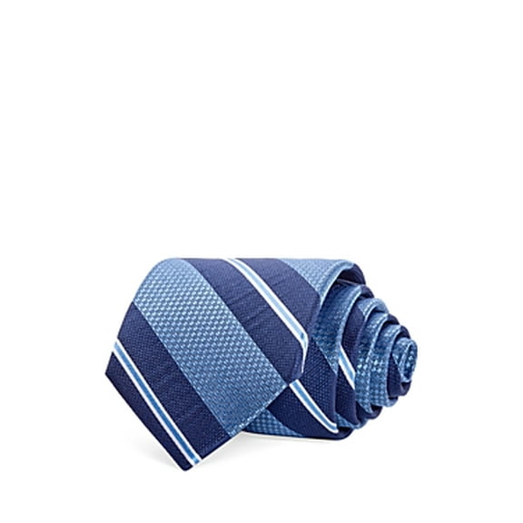 The Men's Store Stripe Silk Classic Tie Blue Necktie