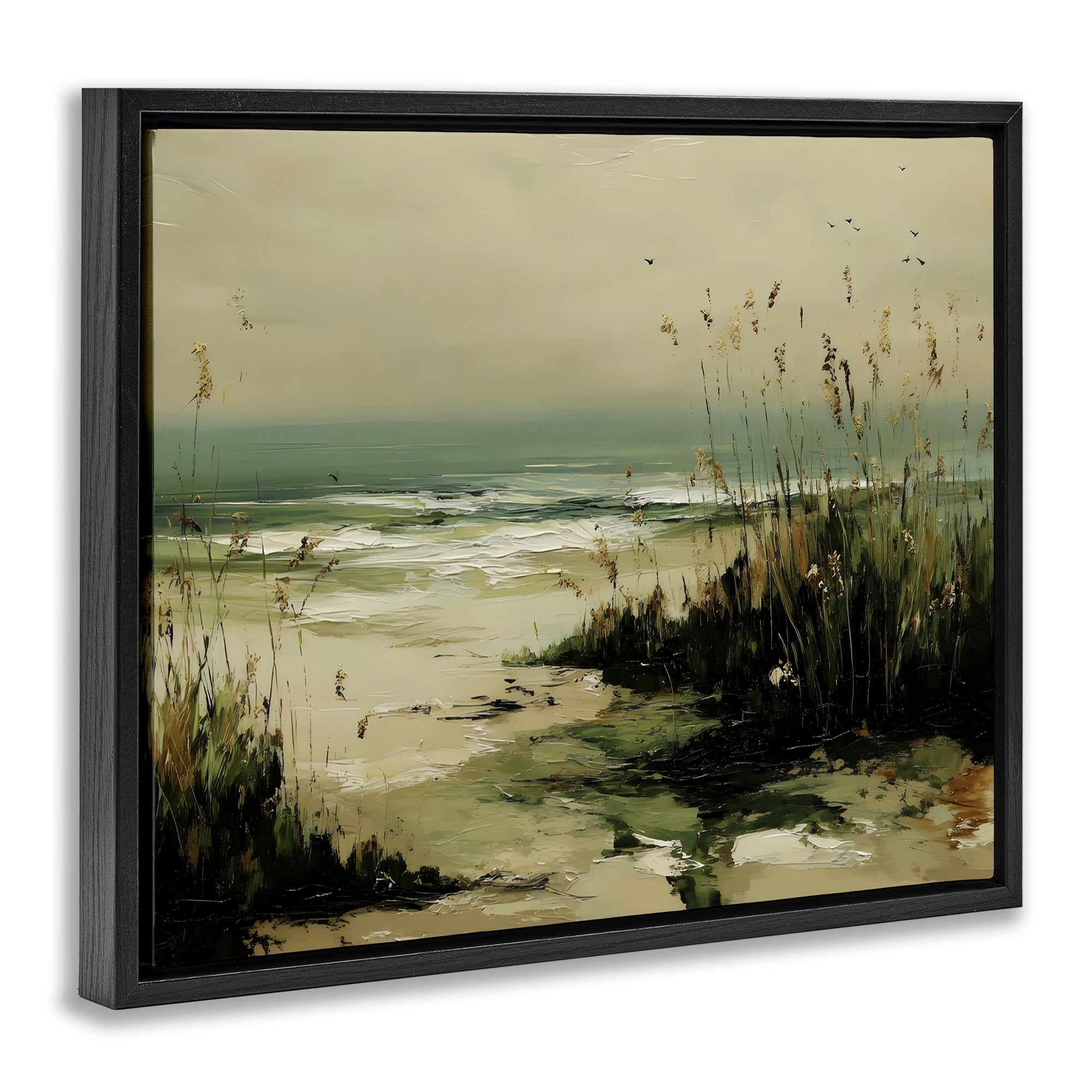 Stupell Industries Sea Oats on the Beach Black Framed Floater Canvas Wall Art, design by Franklyn Gregory