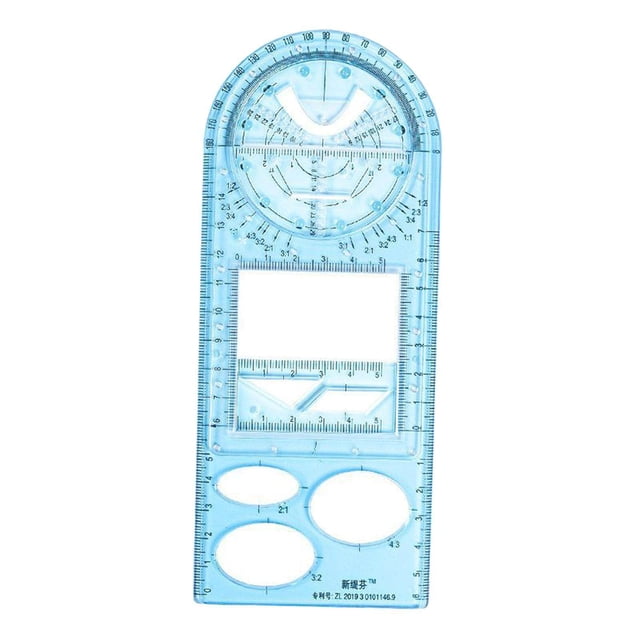 Multifunctional Geometric Ruler Supplies Office Mathematics suitable for artists, Drawing Template High Blue