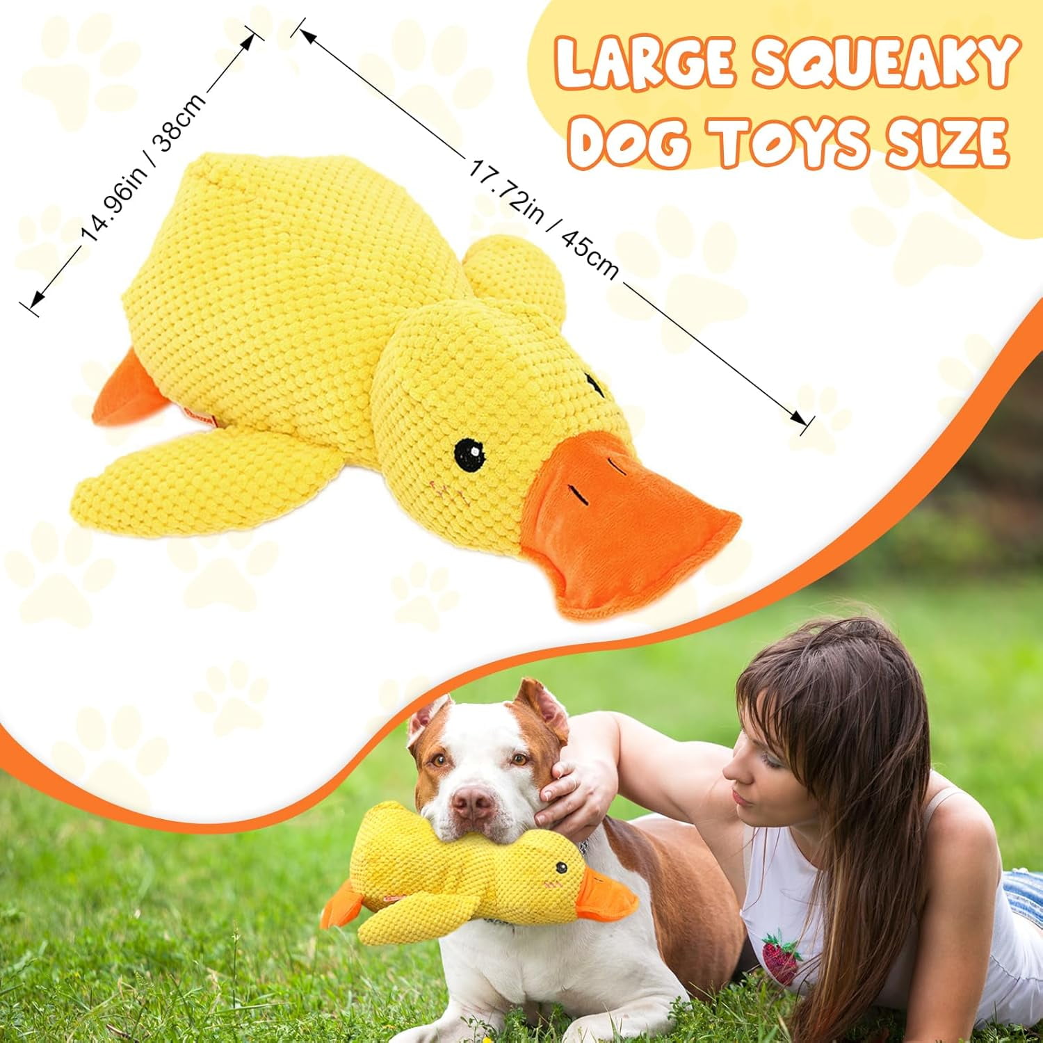 Interactive Plush Duck Dog Toy with Quack Sound, Soft Stuffed Play Toy for Small, Medium and Large Dogs