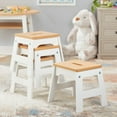 thumbnail image 3 of Melissa & Doug Wooden Stools – Set of 4 Stackable, Portable 11-Inch-Tall Stools (Natural/White), 3 of 3