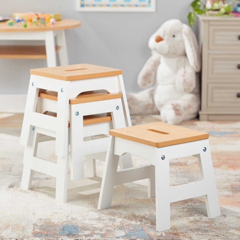 Melissa & Doug Wooden Stools – Set of 4 Stackable, Portable 11