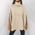 thumbnail image 2 of VISALY High Neck Sweaters Tunic Sweatshirt Fall Winter Turtleneck Sweater Fashion Chunky Knit Cape Wrap Sweaters Pullover Jumper Tops Oversized Sweatshirt Soft Sweaters Hoodies Pullover Khaki M, 2 of 9