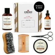Cremo Bourbon Vanilla Ultimate Beard Grooming Mens Gift Set, 3 Beard Grooming Items + 3 Tools, New