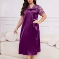 thumbnail image 2 of New Nightgown Women Leisure Homewear Sexy Lace Splicing Sleeve Nightdress Long Sleepwear Soft Satin Loungewear Big Size Women Colthing, 2 of 5