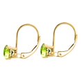 thumbnail image 3 of MauliJewels Earrings for Women 1.6 Carat 6MM Round Peridot Leverback Earrings Carat 14K Yellow Gold 4-prong, 3 of 5