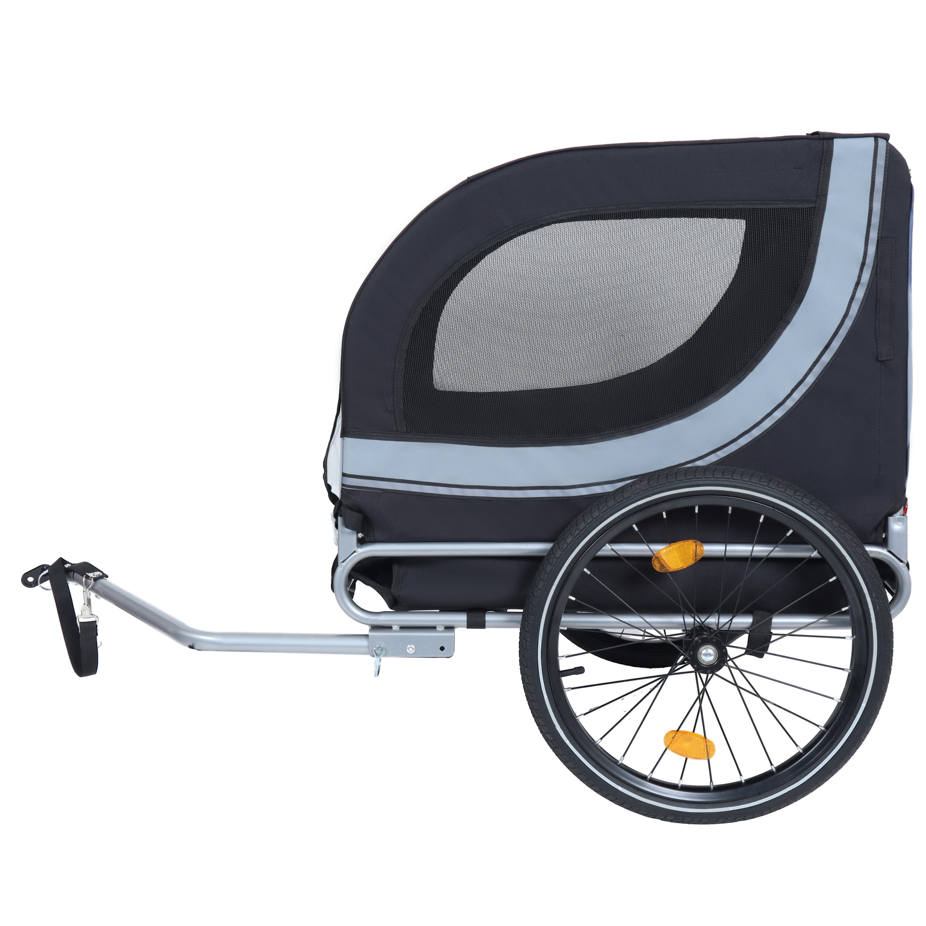 Folding Dog Bike Trailer, 66LB Capacity All-Terrain Pet Carrier with Durable Steel Frame, Multi-Entry Mesh Ventilated Design, Universal Hitch for Cycling Jogging Camping Outdoor