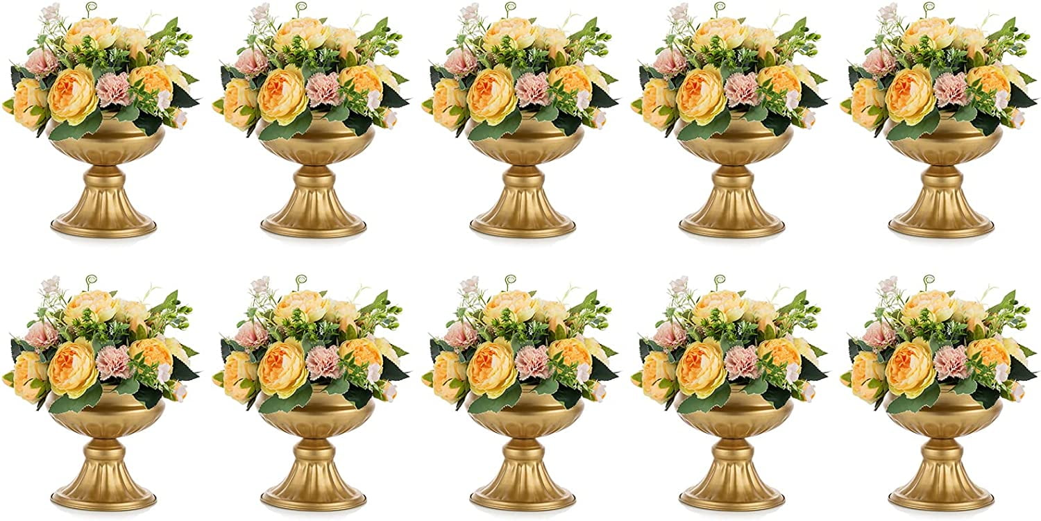 Nuptio Gold Flower Vase for Wedding Centerpiece Metal Compote Bowl