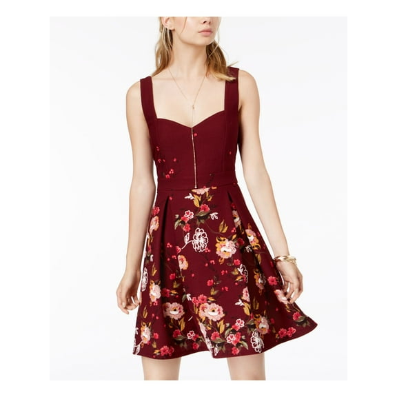 TRIXXI Womens New Burgundy Pleated Sleeveless Empire Waist Dress 7 Juniors B B