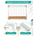 thumbnail image 6 of Monthly Dry Erase Calendar Whiteboard Calendar Cork Board Combo, Calendar Bulletin Board 16" x 12" Double-Sided with 8 Markers 8 Magnets 10 Pins, Silver Frame, 6 of 9