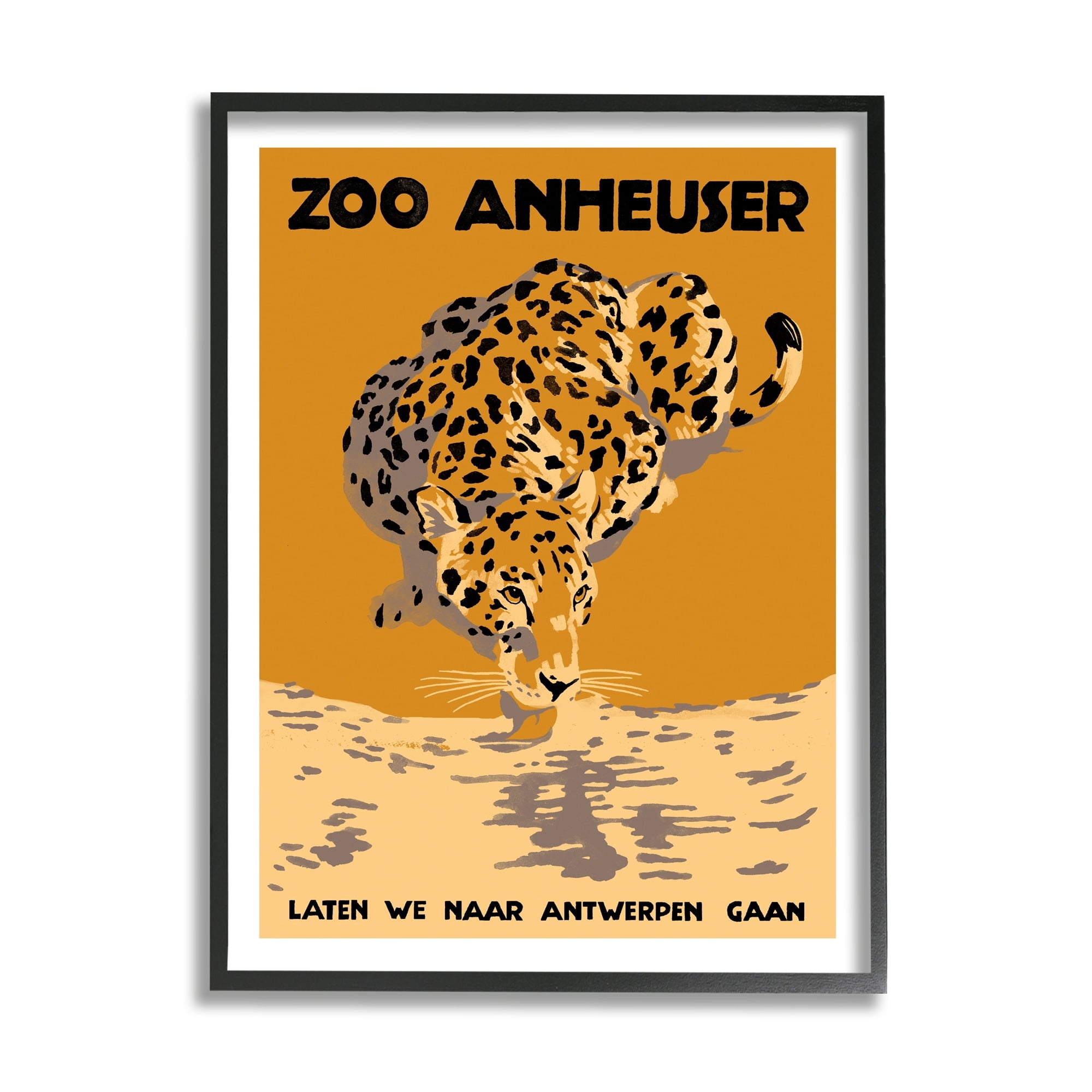 Stupell Industries Vintage European Zoo Advertisement Orange Panther Spotted Feline, 24 x 30,Design by Jacob Green