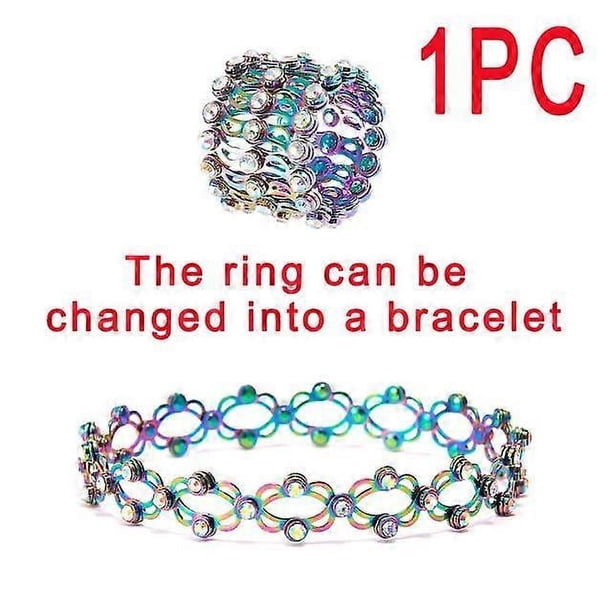 Pulsera de anillo retráctil mágico 2 en 1, creativa, elástica, con giro y plegable, con cristales y diamantes de imitación, joyería para mujer, regalo