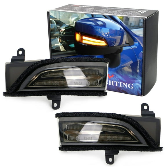 JDM Spec White/Amber Switchback Sequential Flash LED Side Mirror DRL Turn Signal Light Assembly For Subaru WRX STI Outback Legacy Impreza Forester Crosstrek XV, Smoked Lens