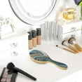 thumbnail image 5 of Wood Paddle Brush with Cushion & Round Hair Brush Blue and Gold Swirling Detangling Brush for All Hair Types, 5 of 7