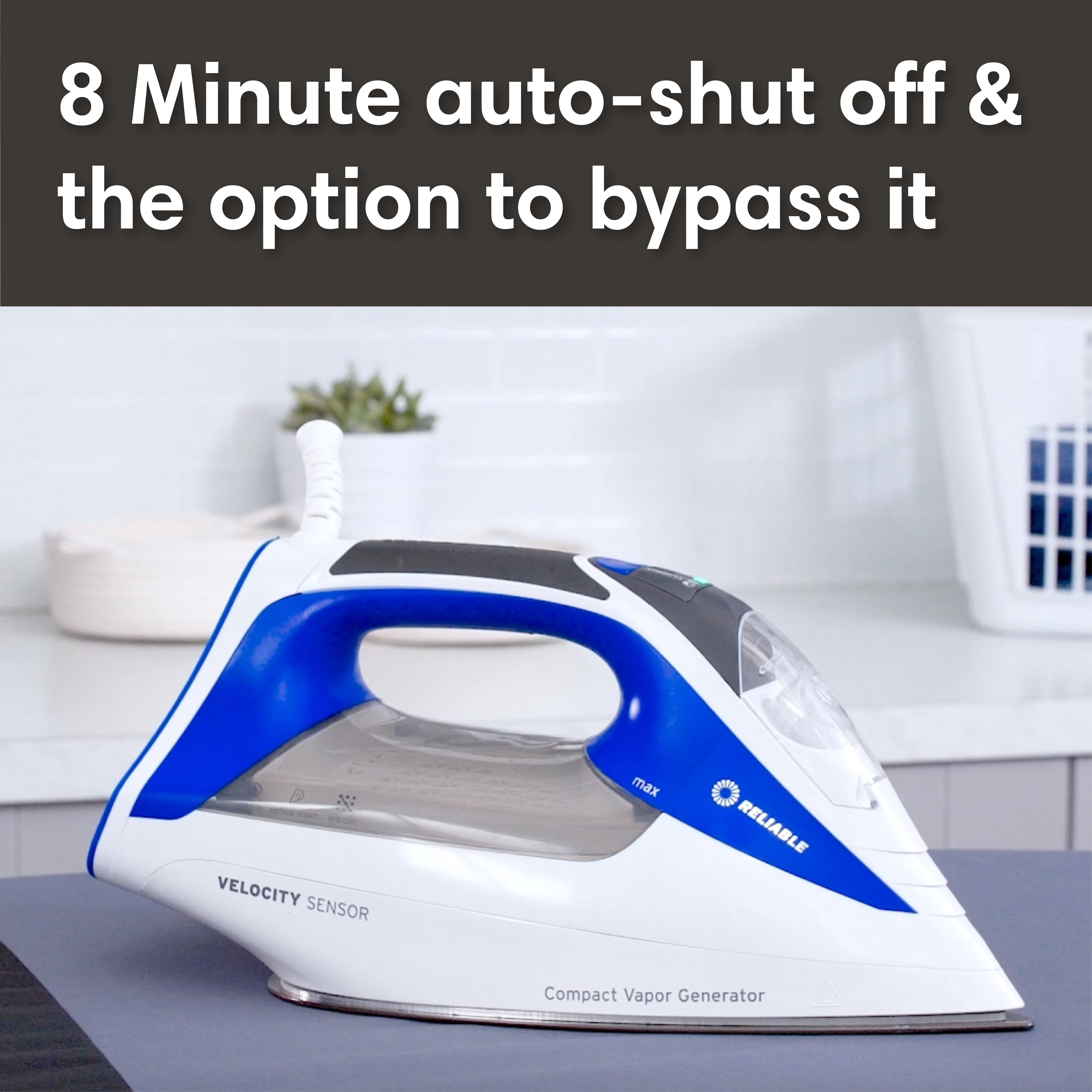 Reliable Velocity 240IR Steam Iron, Blue, Auto shut-off, Two temperature settings