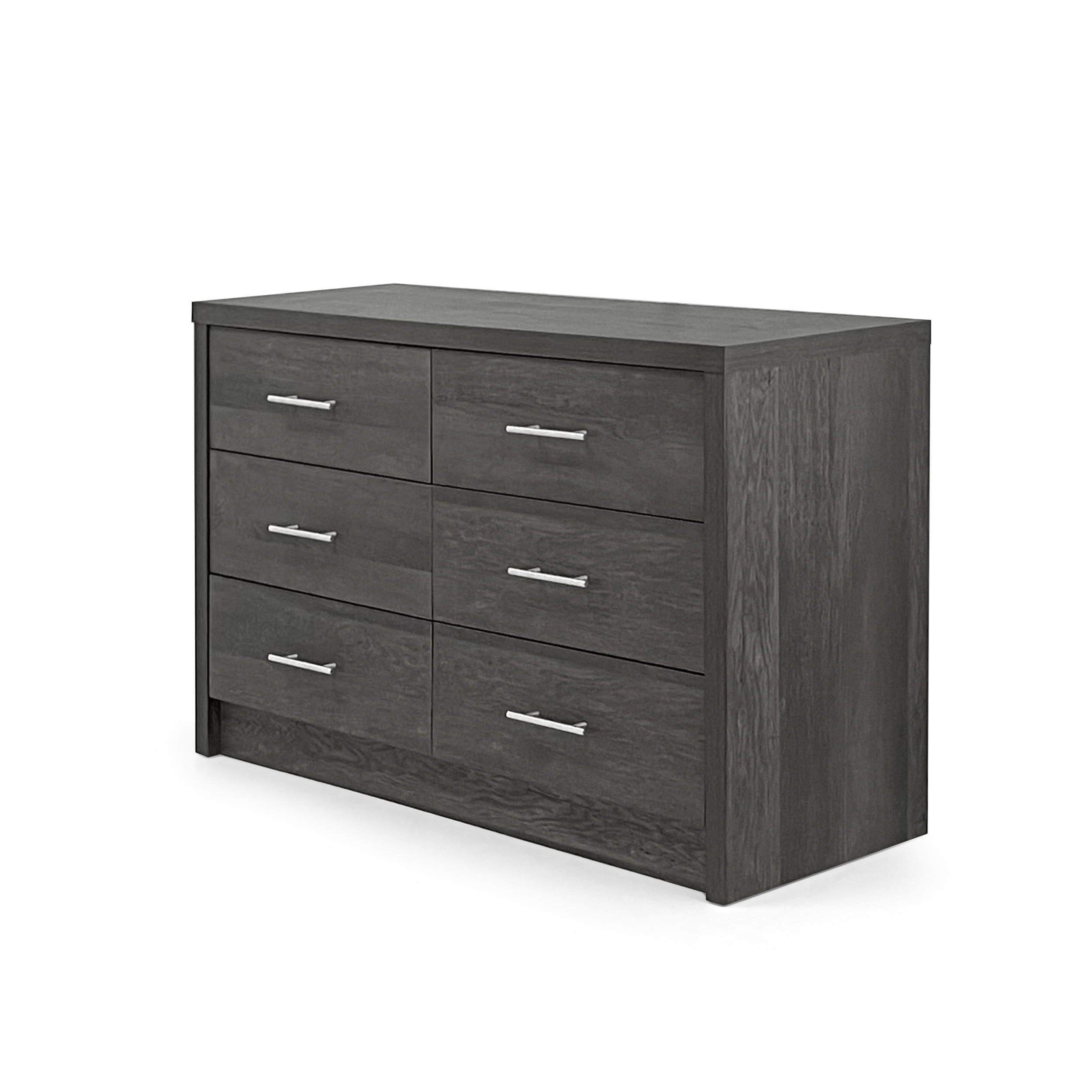 Noble House Alachua Faux Wood 6 Drawer Double Dresser, Gray Maple