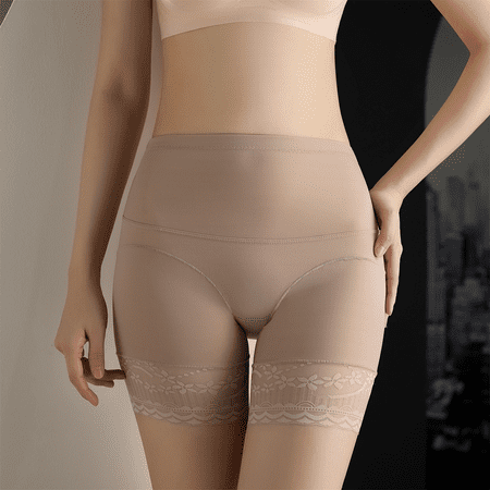 Fulorrnie Underwear for Women Plus Size High Waist No Show Tummy Control Panties Seamless Thong Elastic Banded Panty  Beige  L