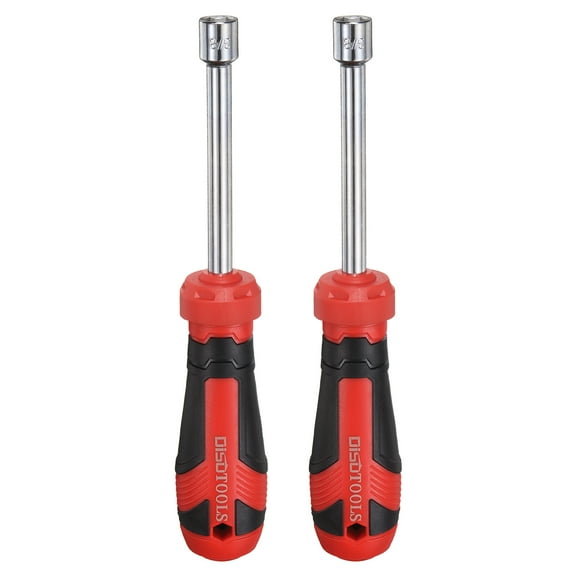 Uxcell 2 Pcs SAE Nut Driver 3/8" Bit Driver Socket Screwdriver with Non-slip Handle