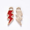 thumbnail image 2 of Alloy Enamel Pendants Lightning Bolt Light golden FireBrick 20x7x1.5mm Hole: 2mm, 2 of 2