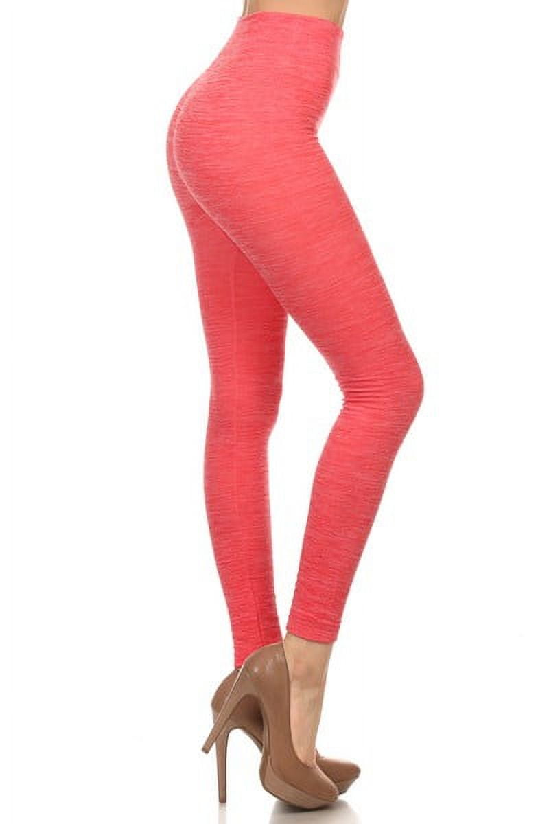 K-Cliffs Heather Color Fleece Leggings [Athleisure Pants], One Size Fits Most, Coral, Women