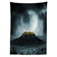 thumbnail image 3 of Ambesonne Night Sky Tablecloth Rectangular Table Cover, Full Moon and Castle, 60"x90", Green Black Slate Blue, 3 of 4