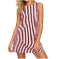 thumbnail image 2 of SOOMLON Mini Dresses for Women Sleeveless Plus Size Sundress Boat Neck Zipper Striped Short Dress Vacation Tank Dress, 2 of 6