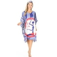 thumbnail image 5 of Sakkas Trina Women's Casual Loose Beach Poncho Caftan Dress Cover-up Many Print - KAF1009-Blue - One Size, 5 of 5