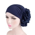 thumbnail image 1 of Solid Color Large Simple Head Wrap Shawl Headwear Fashion Indian Hats Muslim Hijab Caps Women Headscarf Turban Hat NAVY BLUE, 1 of 8