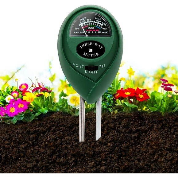Soil Moisture Meter,3-in-1 Soil Test Kit Gardening,Soil Tester for Moisture/Light/pH,Digital Indoor/Outdoor Soil Testing Probe Sensor Analyzer Detector Reader for Lawns,Farm,Plants,Herbs (Round)