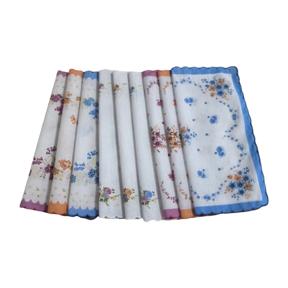 Vintage Style Florals Lace Handkerchiefs 9Pieces Cotton Embroidered Hankies for Women Special Accessories