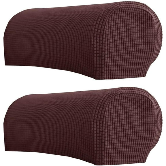 GYTY Set of 2 Stretch Polyester Armrest Covers for Couch Chairs,Waterproof Sofa Arm Covers Protectors,Armchair Slipcovers for Chair Recliner with Twist Pins (Dark Grey)