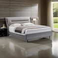 thumbnail image 6 of Benjara David Queen Size Bed, Channel Gray Top Grain Genuine Leather Upholstery, 6 of 6