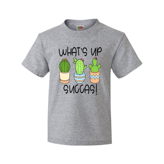 Inktastic What's Up Succas Funny Cacti Plants Youth T-Shirt