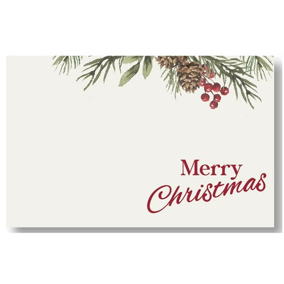 Merry Christmas Greenery, Pinecones and Berries Enclosure Cards / Gift Tags - 3-1/2in. x 2-1/4in. - 50 Pack (063113)