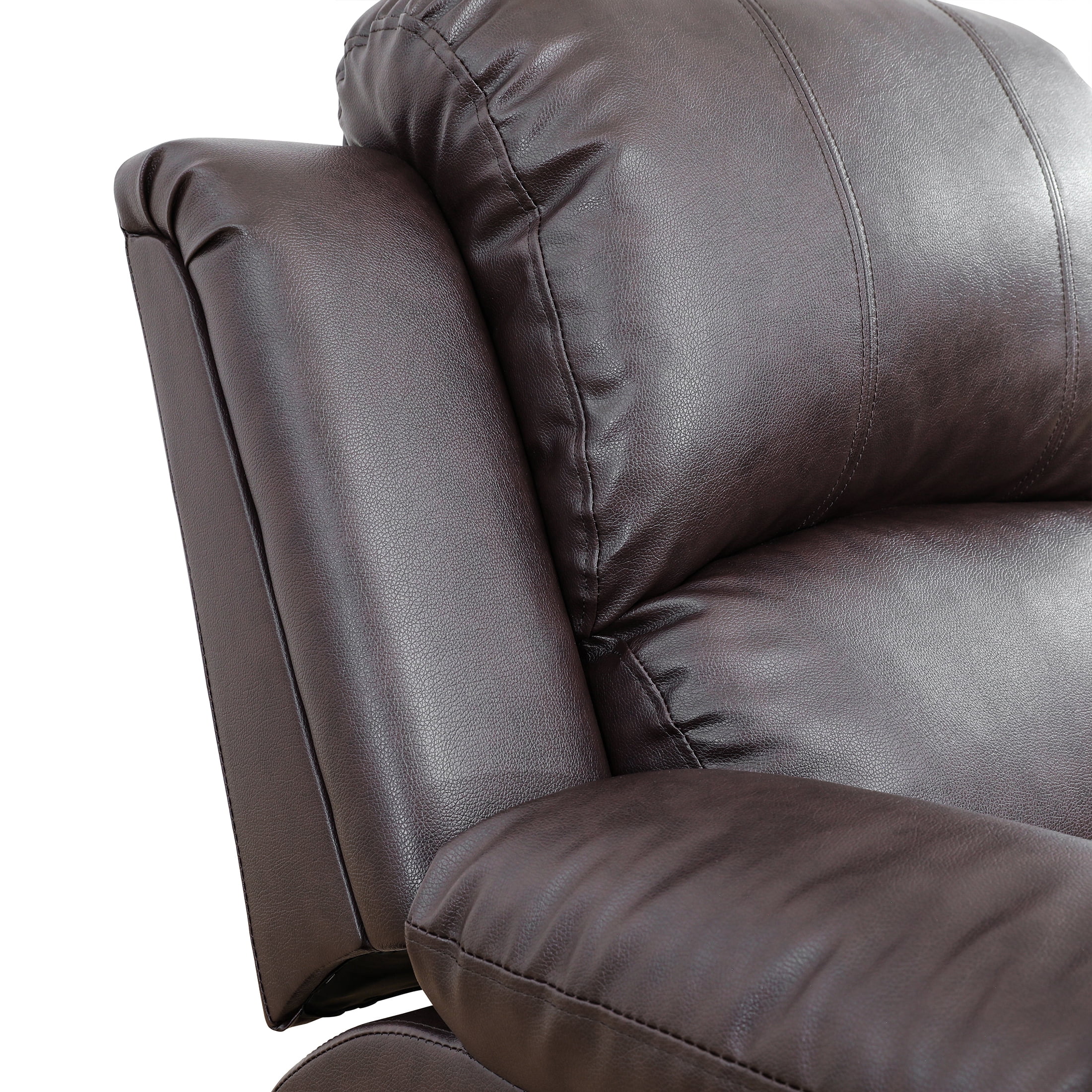 AUKFA 3 Seats Recliner Sofa Chair, Home Theater Sofa with Flipped Backrest and Cupholder, Brown