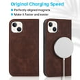 thumbnail image 3 of Nalacover for iPhone 13 6.1 inch Wireless Charging Case,Luxury Full Body Protection Solid Color PU Leather Magnetic Closure Flip RFID Blocking Card Slots Stand Shockproof Cover.Coffee, 3 of 12