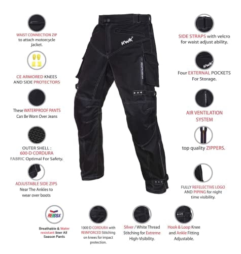 HWK Motorcycle Pants for Men and Women with Water Resistant